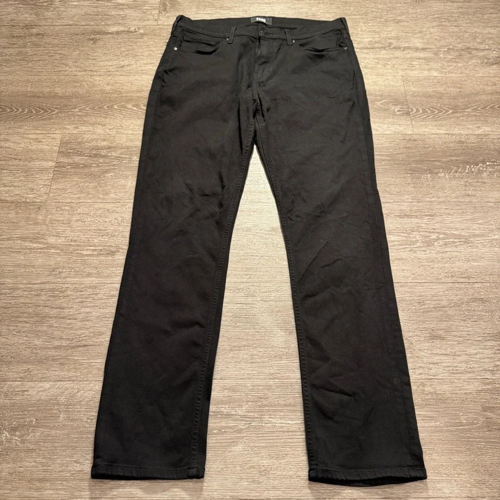 PAIGE Jeans Mens 33 Black Rayon Federal Slim Straight Quiet Luxury Comfort 34x32